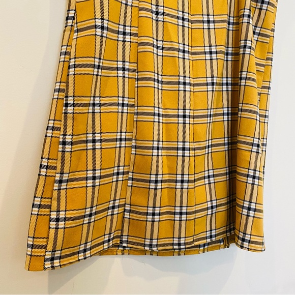 Urban Outfitters Strappy Plaid Mini Dress in Yellow/Black/White, Size Large - Picture 4 of 11